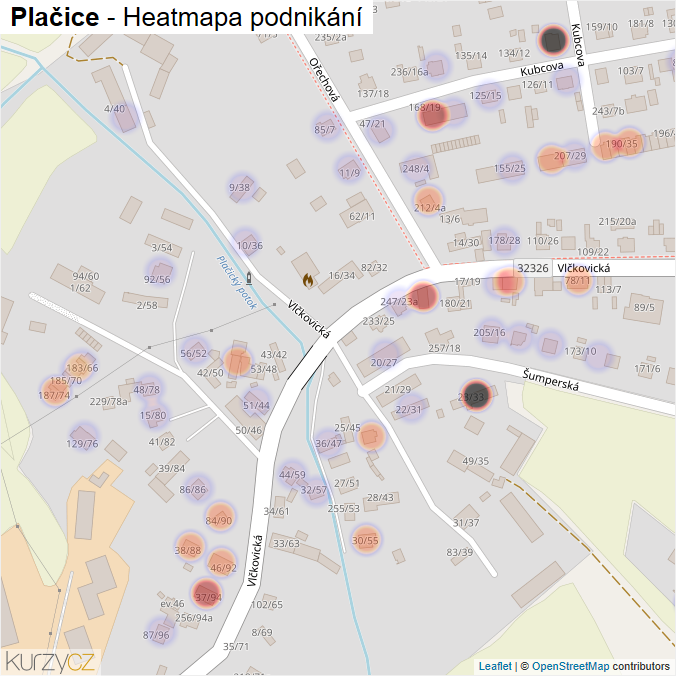 Mapa Plačice - Firmy v části obce.