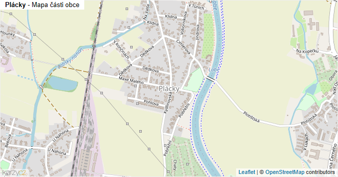 Plácky - mapa části obce