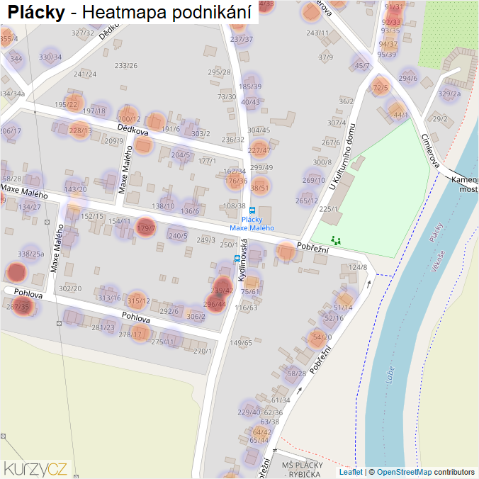 Mapa Plácky - Firmy v části obce.