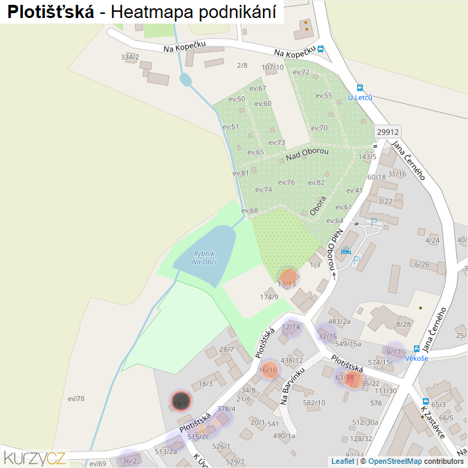 Mapa Plotišťská - Firmy v ulici.