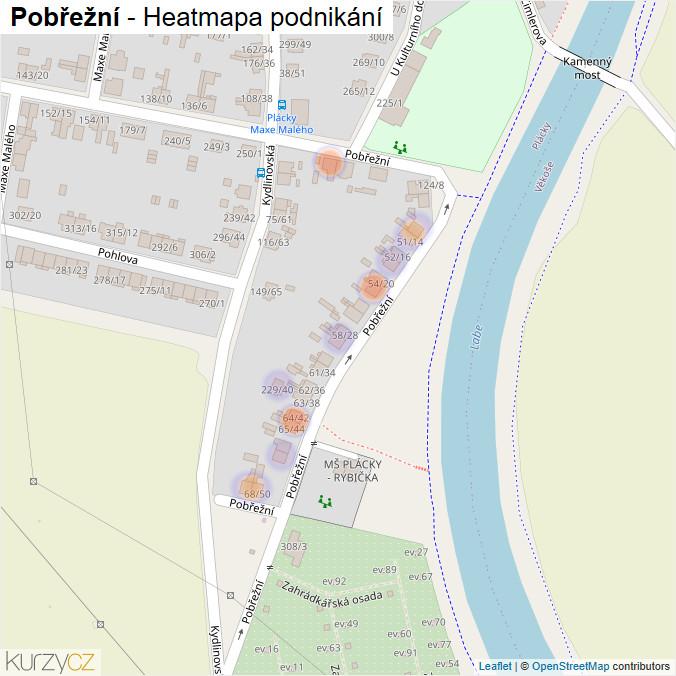 Mapa Pobřežní - Firmy v ulici.