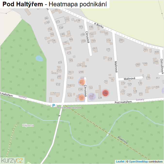 Mapa Pod Haltýřem - Firmy v ulici.