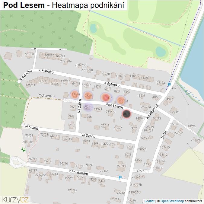 Mapa Pod Lesem - Firmy v ulici.