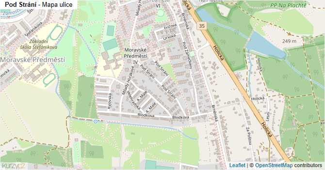 Pod Strání - mapa ulice