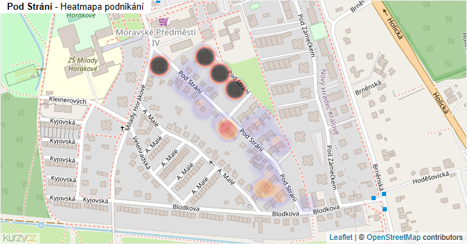 Pod Strání - mapa podnikání