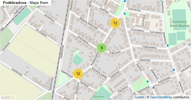 Poděbradova - mapa firem