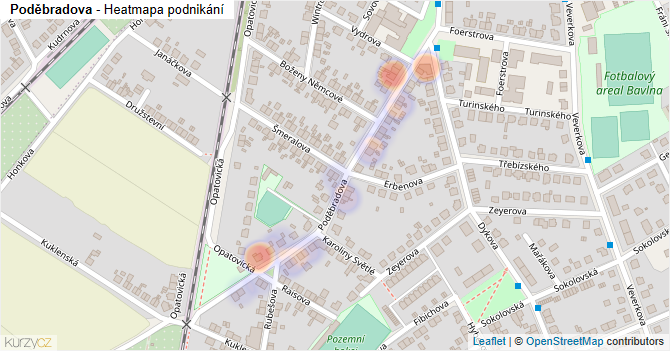 Poděbradova - mapa podnikání