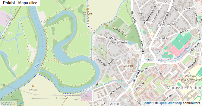 Polabí - mapa ulice