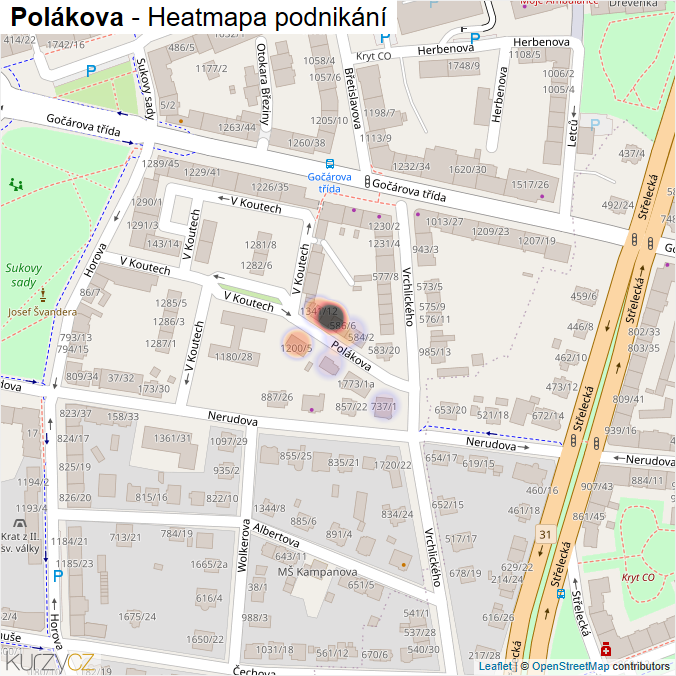 Mapa Polákova - Firmy v ulici.