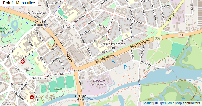 Polní - mapa ulice