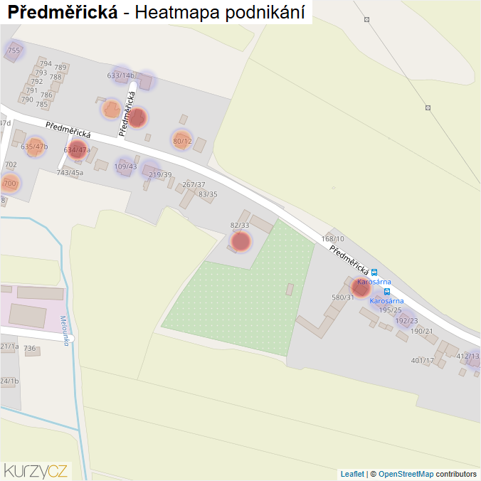 Mapa Předměřická - Firmy v ulici.