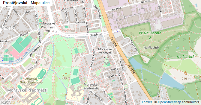 Prostějovská - mapa ulice