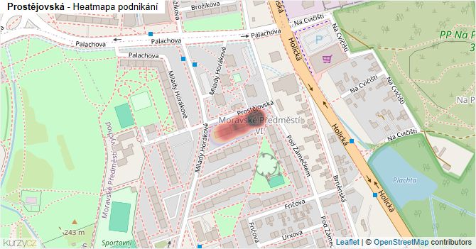 Prostějovská - mapa podnikání