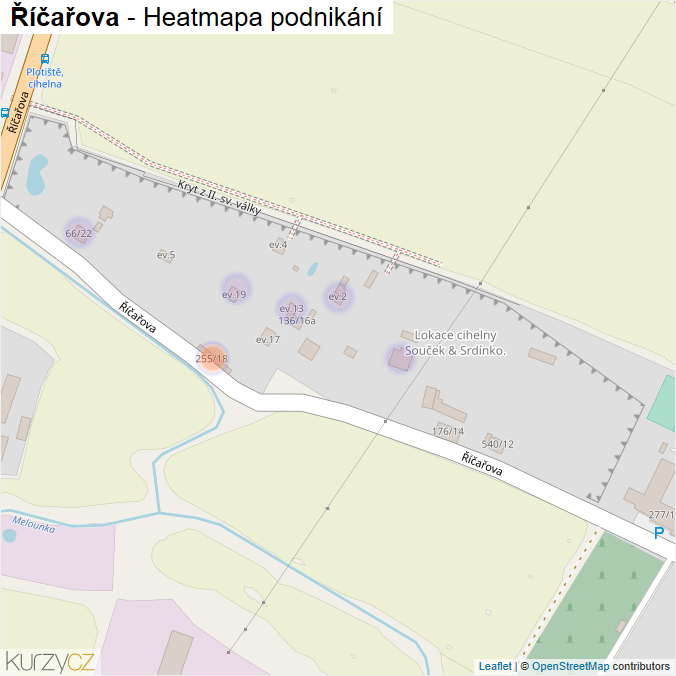 Mapa Říčařova - Firmy v ulici.