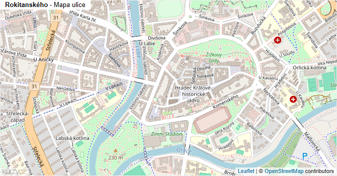 Rokitanského - mapa ulice