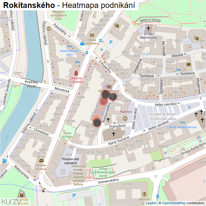 Mapa Rokitanského - Firmy v ulici.