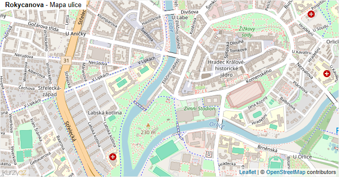 Rokycanova - mapa ulice