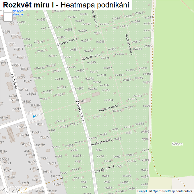 Mapa Rozkvět míru I - Firmy v ulici.