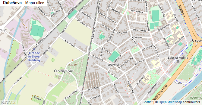 Rubešova - mapa ulice