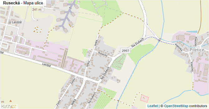 Rusecká - mapa ulice