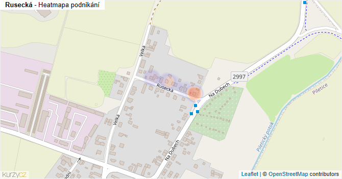 Rusecká - mapa podnikání