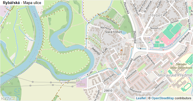 Rybářská - mapa ulice