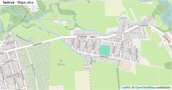 Sadová - mapa ulice