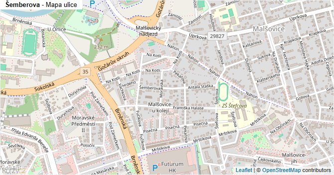 Šemberova - mapa ulice