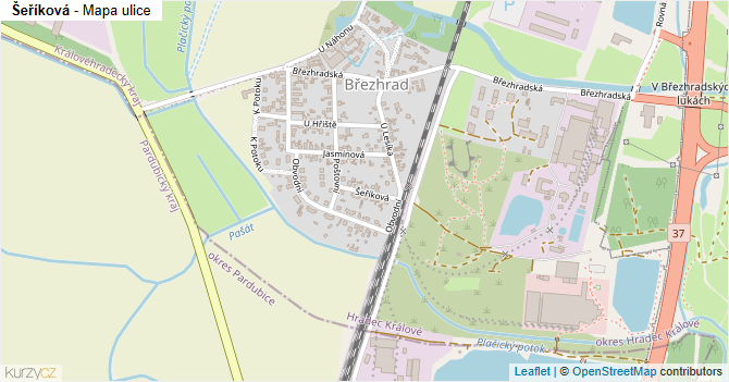 Šeříková - mapa ulice