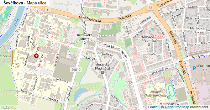 Ševčíkova - mapa ulice