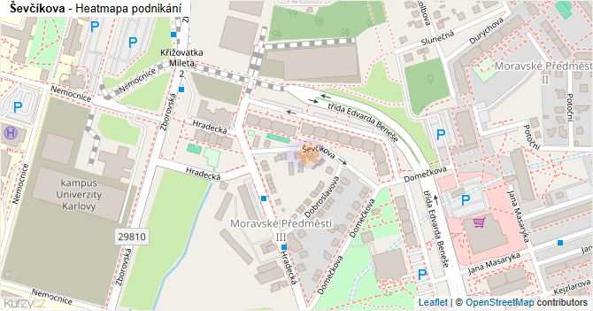 Ševčíkova - mapa podnikání