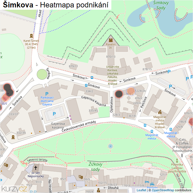 Mapa Šimkova - Firmy v ulici.