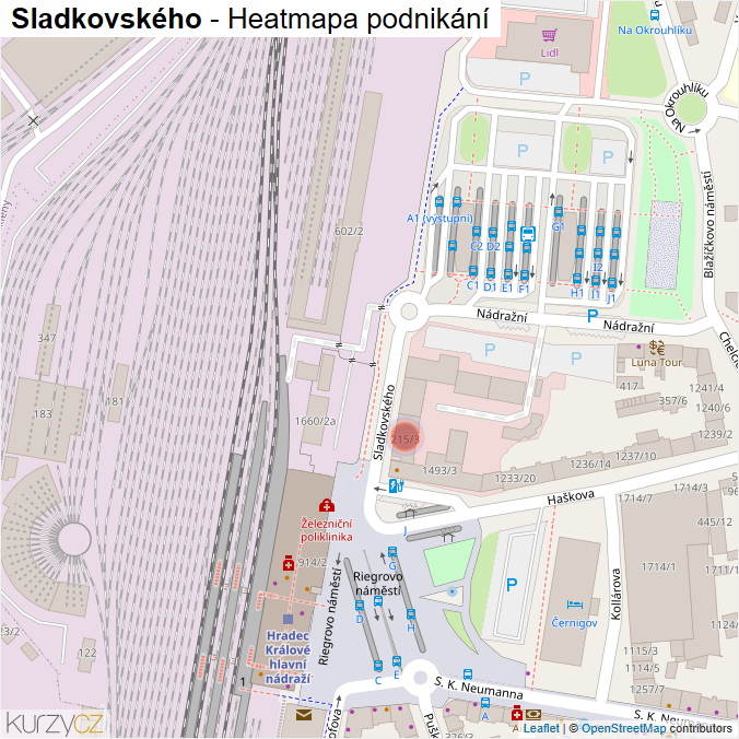 Mapa Sladkovského - Firmy v ulici.