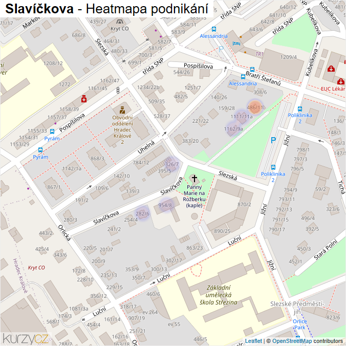 Mapa Slavíčkova - Firmy v ulici.