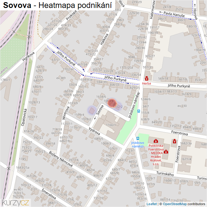 Mapa Sovova - Firmy v ulici.