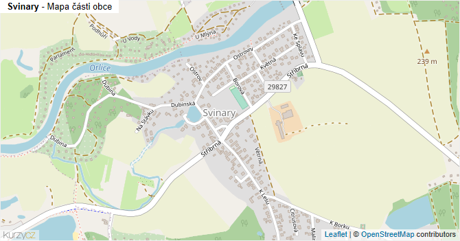 Svinary - mapa části obce