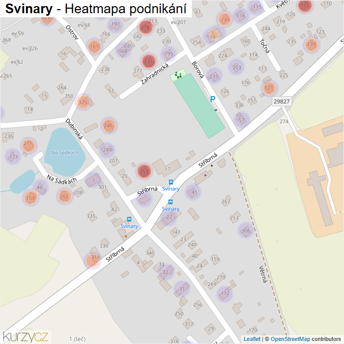 Mapa Svinary - Firmy v části obce.