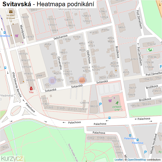 Mapa Svitavská - Firmy v ulici.