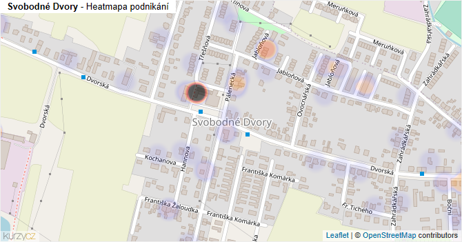 Svobodné Dvory - mapa podnikání