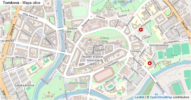 Tomkova - mapa ulice