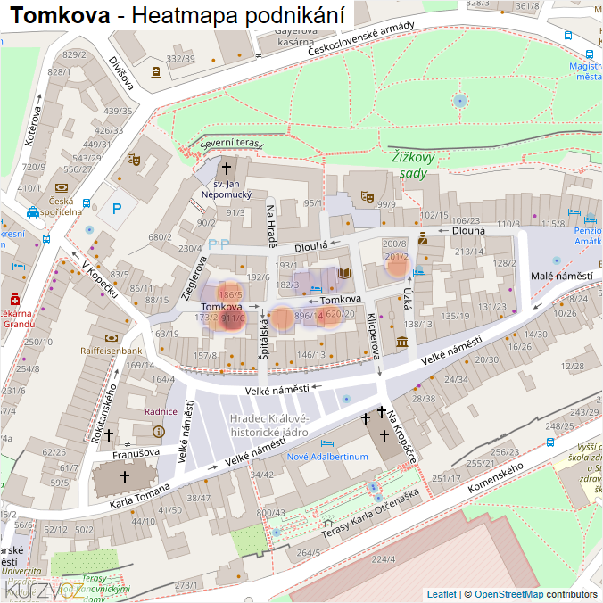 Mapa Tomkova - Firmy v ulici.