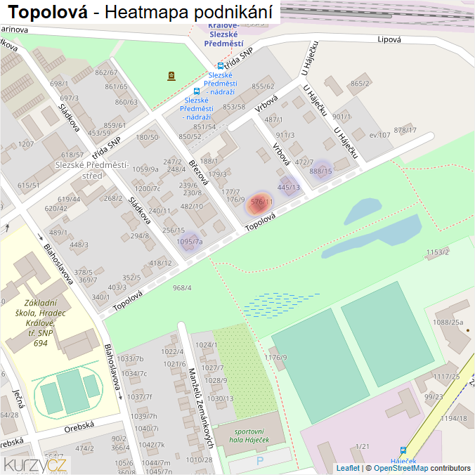 Mapa Topolová - Firmy v ulici.
