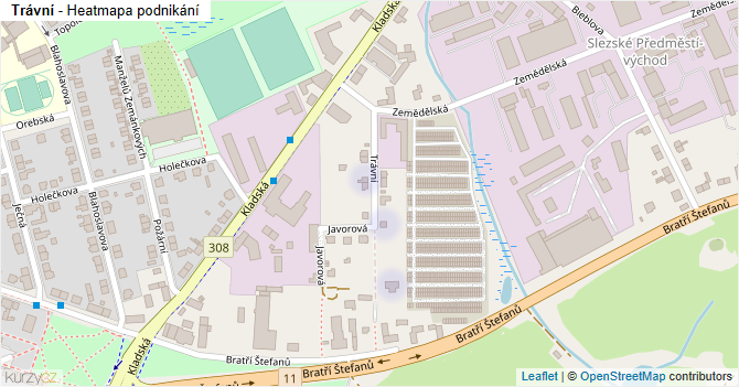 Trávní - mapa podnikání