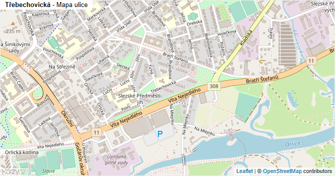 Třebechovická - mapa ulice