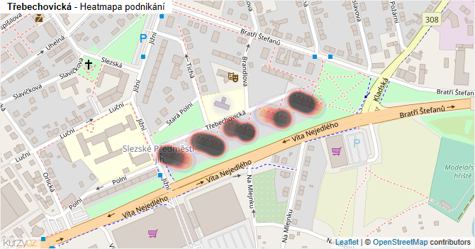 Třebechovická - mapa podnikání