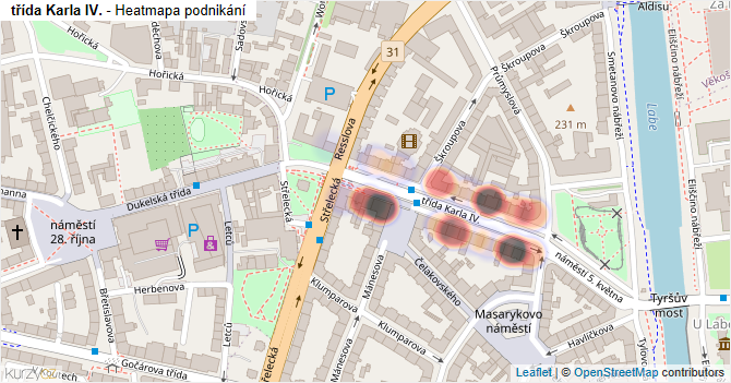 třída Karla IV. - mapa podnikání