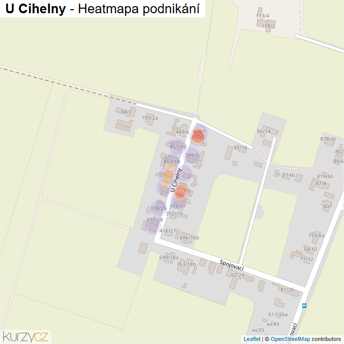 Mapa U Cihelny - Firmy v ulici.