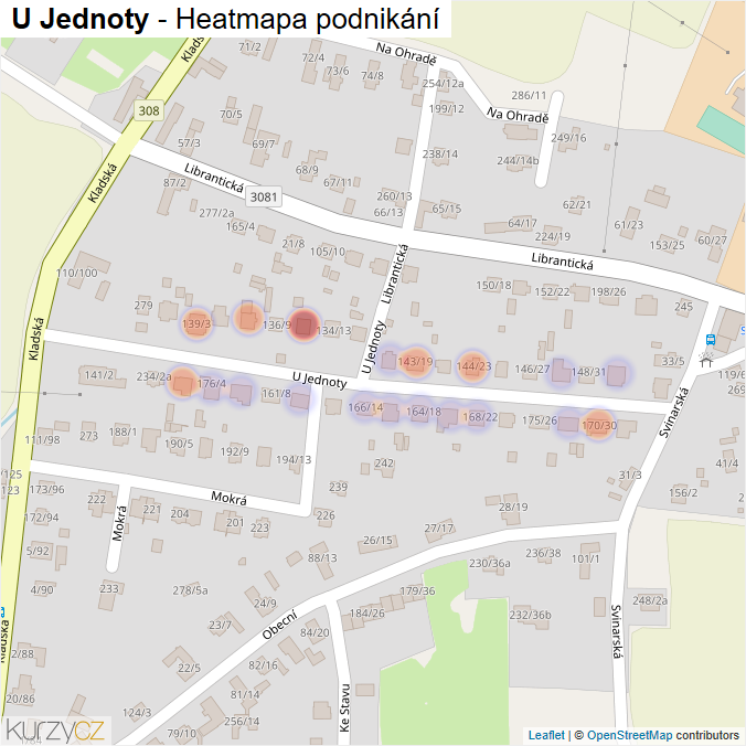 Mapa U Jednoty - Firmy v ulici.