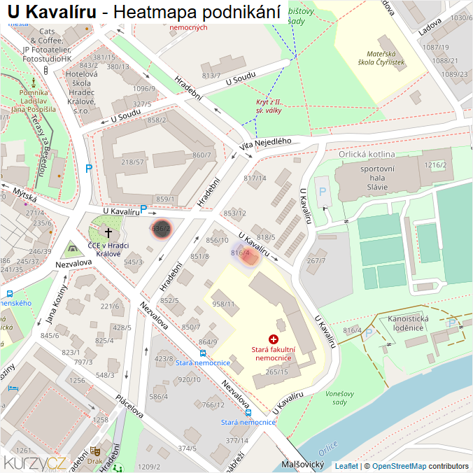 Mapa U Kavalíru - Firmy v ulici.