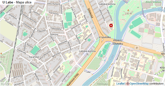 U Labe - mapa ulice